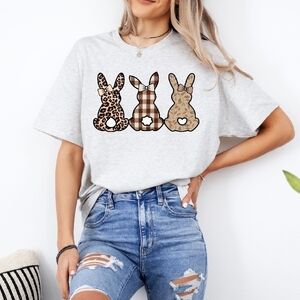 Cute Easter Bunnies Cheetah And Leppars Print Shit Size Xlarge